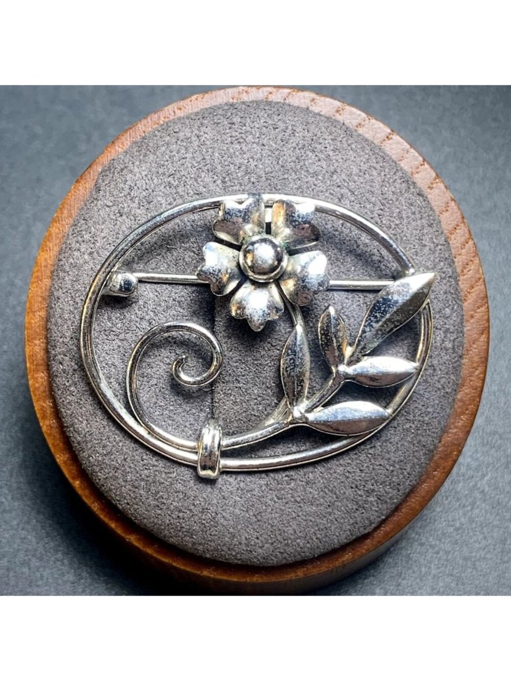 Swirl Design Openwork Flower Brooch 925 Sterling Silver 1.25'' Length